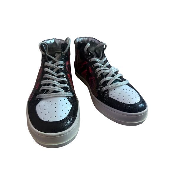 P448‎ Women's 36 High Top Skater Sneakers red black Snakeskin Python Print - Picture 13 of 13